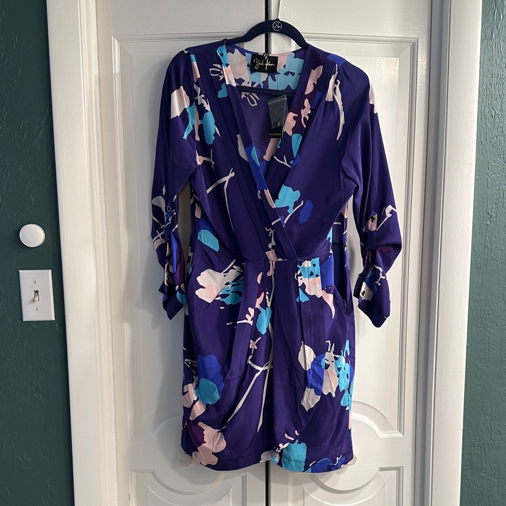 Yumi Kim Purple Floral silk Wrap Dress